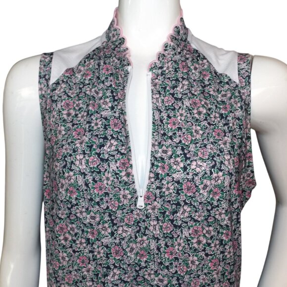 RLX RALPH LAUREN Dress, L, Blue/Pink Floral, Sleeveless, Zip Neck, Activewear - Picture 2 of 15